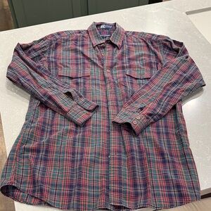 Lucchese Red & Green Plaid Button-Down Shirt